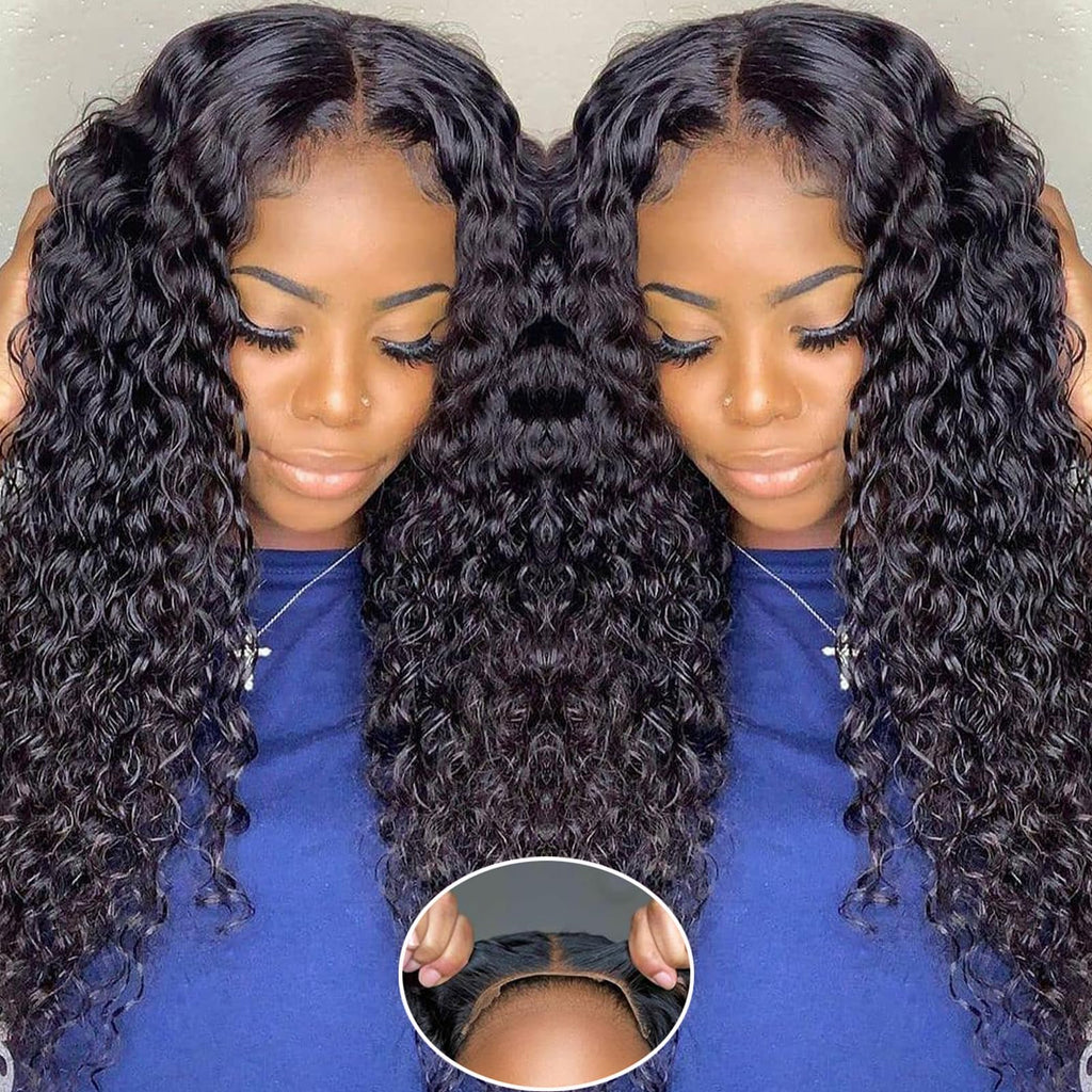 Simeider Wear and Go Glueless Wigs Human Hair Pre Plucked Pre Cut 5x5 HD Lace Closure Wigs Human Hair Water Wave Human Hair Wigs Real 180% Density Loose Deep Wave Closure Wig 20 Inch
